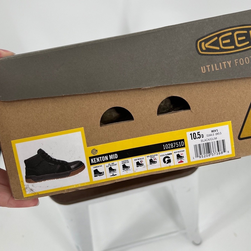 Keen Utility Kenton Mid Carbon Toe Work Boots Black Gum Mens 10.5 NWT - Picture 10 of 10